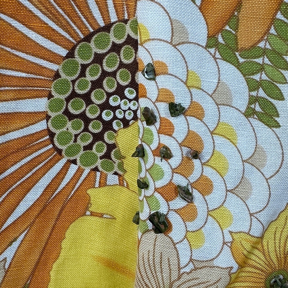 Evelyn Sunshine Floral Beaded A-Line Linen Blend Skirt Retro Vintage Style Sz 14 - Picture 4 of 8